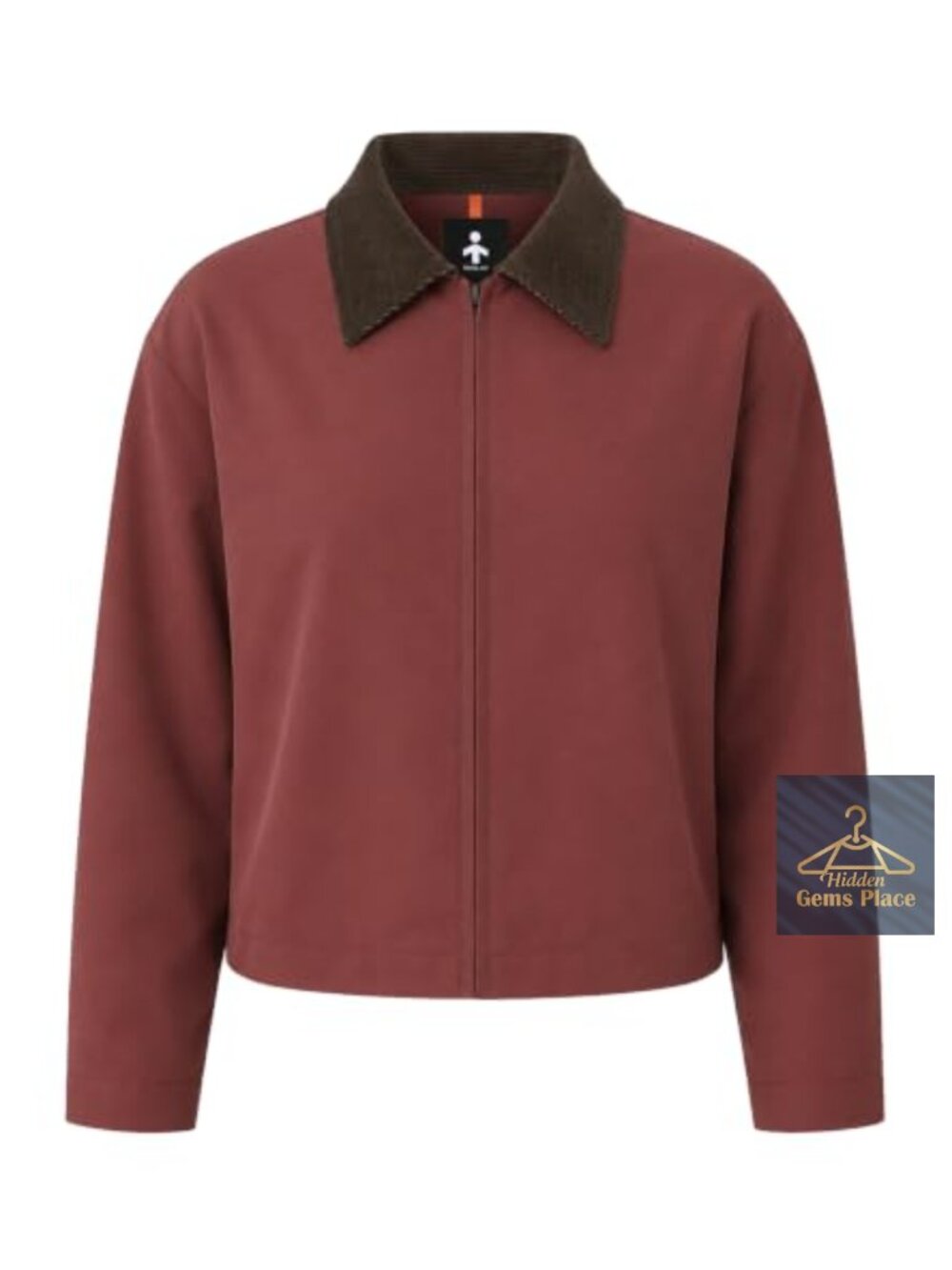 Cropped Barn Jacket Corduroy Collar Water Resistant Casual Coat